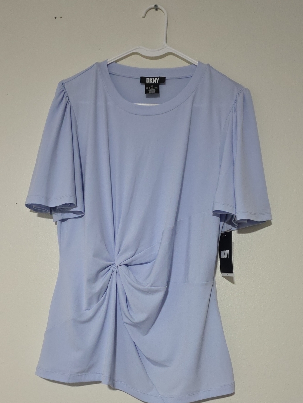 DKNY Light Lavender Twist-Front Short Sleeve Tee